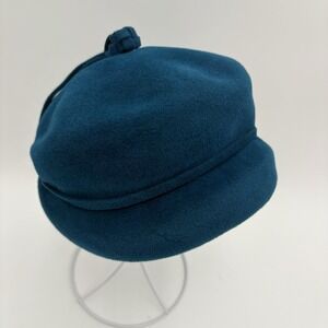 Vintage Sheraton Teal Wool Women's Hat Cap Body Made In Italy